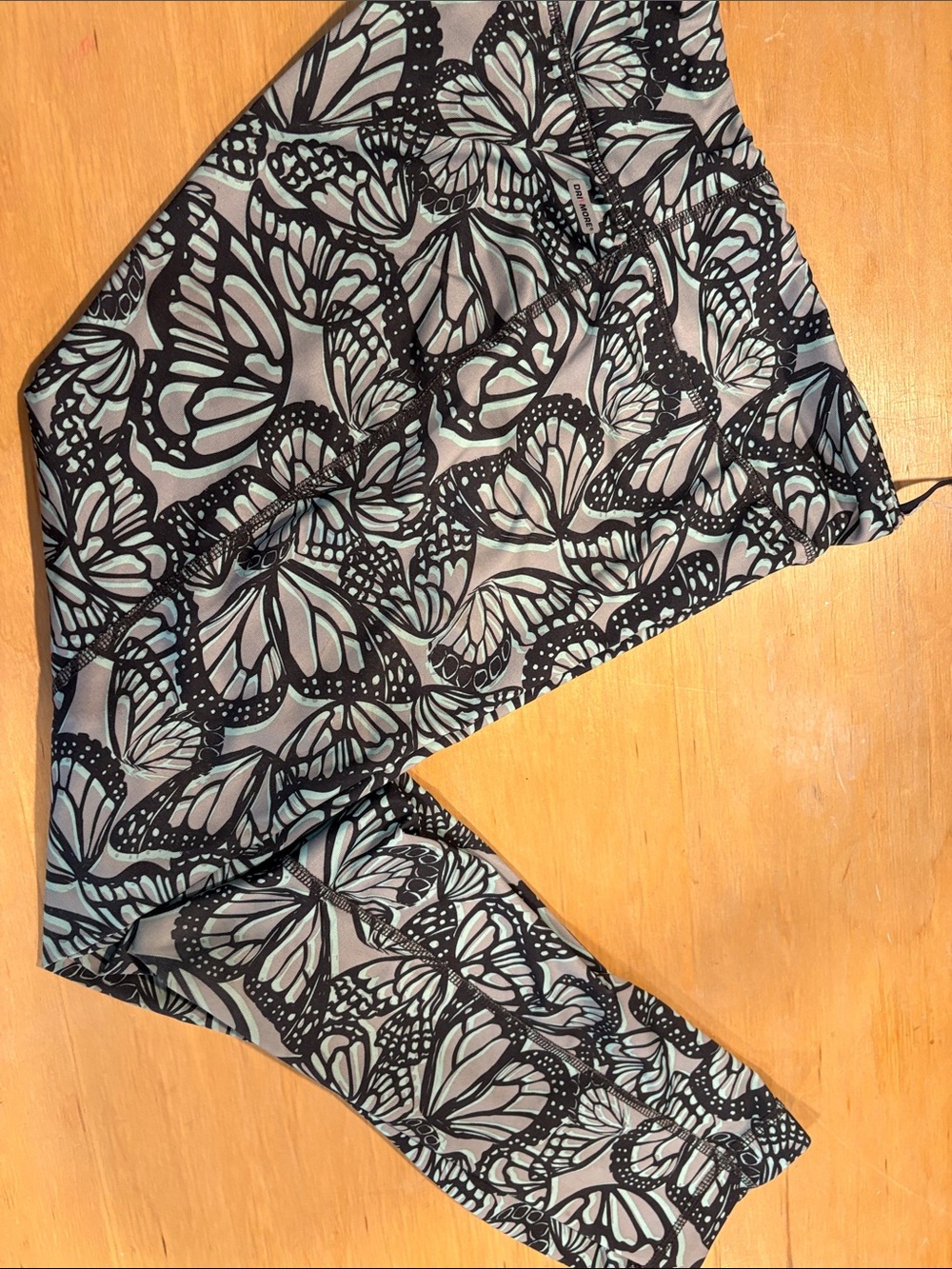 Danskin Now Black and Light Teal Butterfly Print Leggings